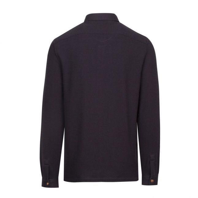 Mens Navy Branded Knitted Overshirt