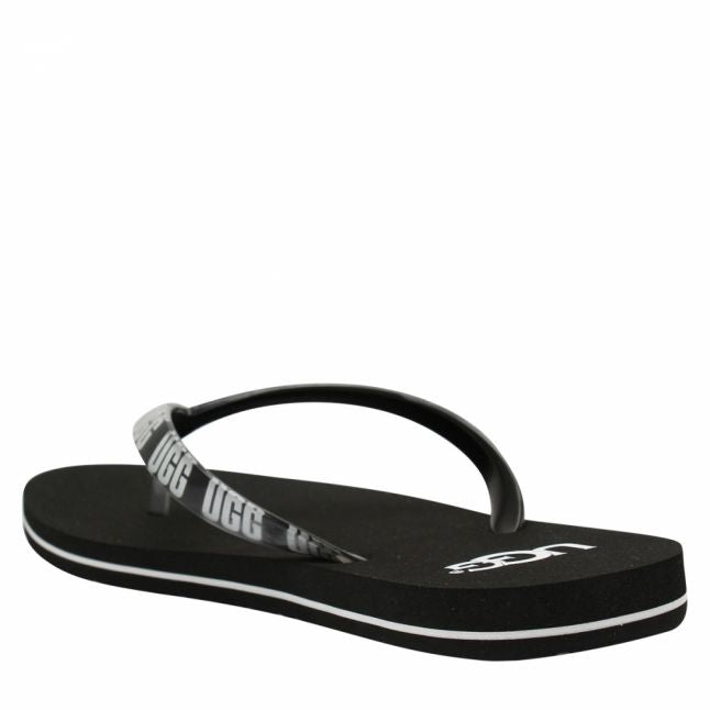 Womens Black Simi Graphic Flip Flops