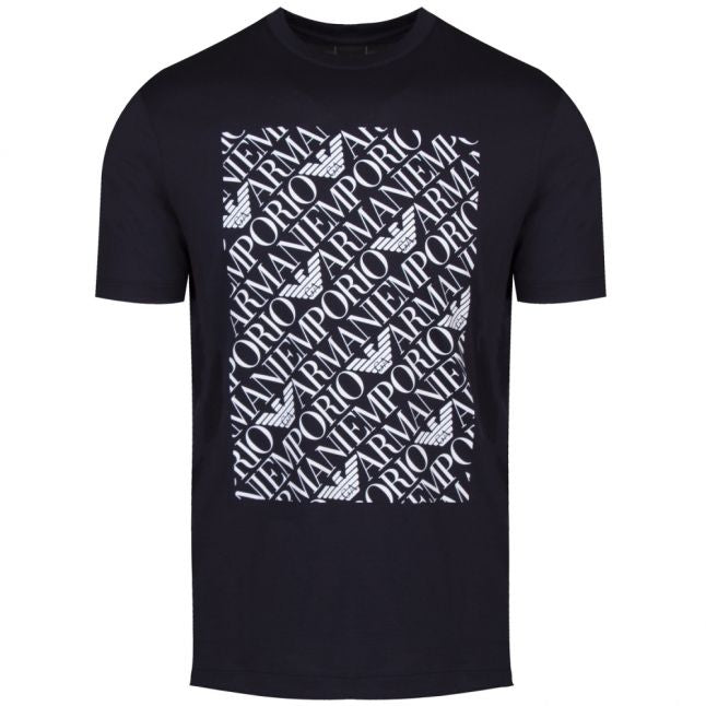 Mens Navy Multi Logo Box S/s T Shirt