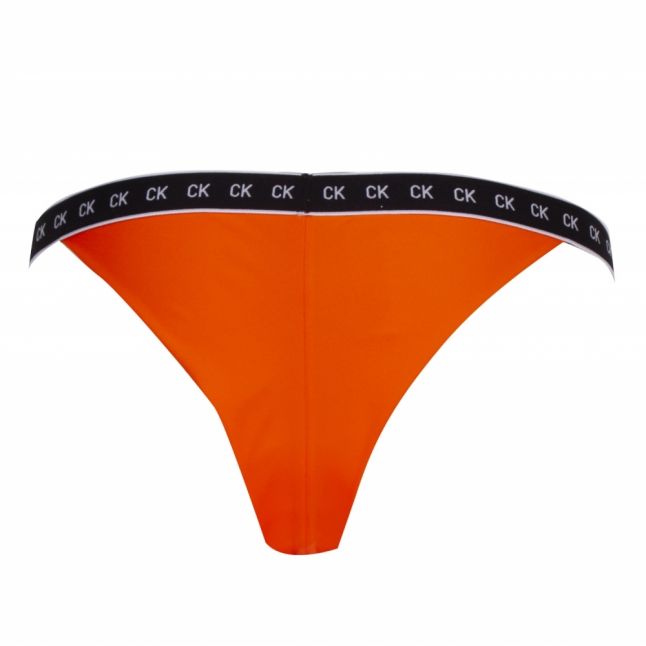 Womens Orange Logo Band Brazilian Bikini Pants