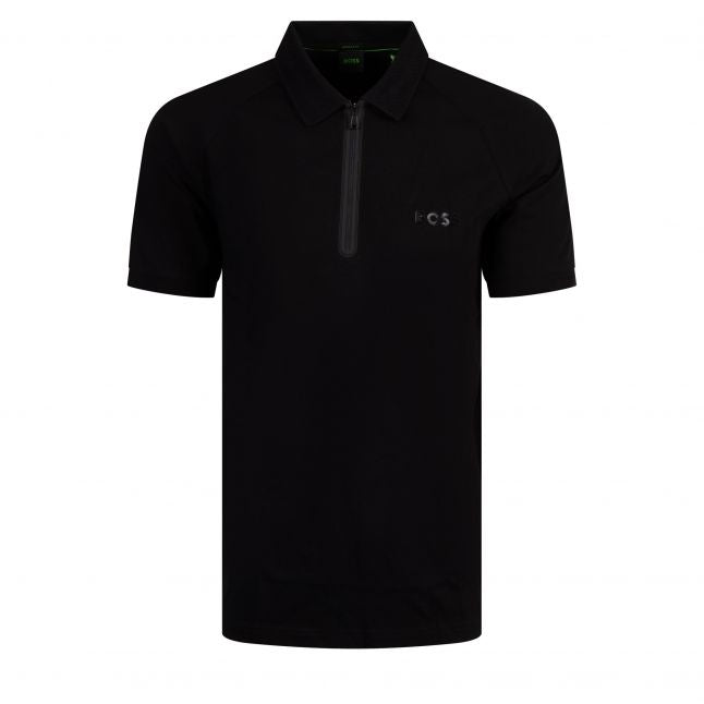 Mens Black Philix Mirror Zip S/s Polo