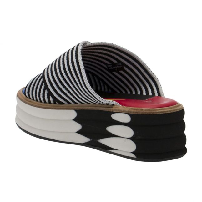 Womens Black Debra Stripe Flatform Slides