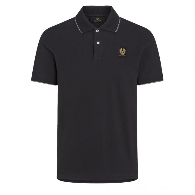 Mens Black Double Tipped S/s Polo