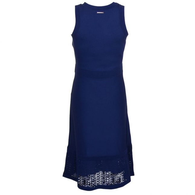 Womens True Navy Pointelle Flare Dress