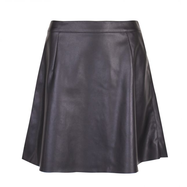 Womens Black Vipen PU Skater Skirt