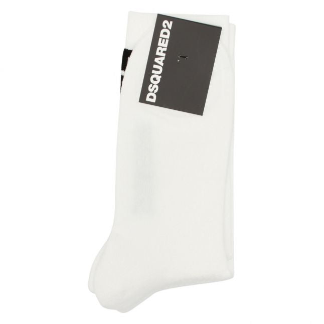 Mens White Vertical Logo Socks