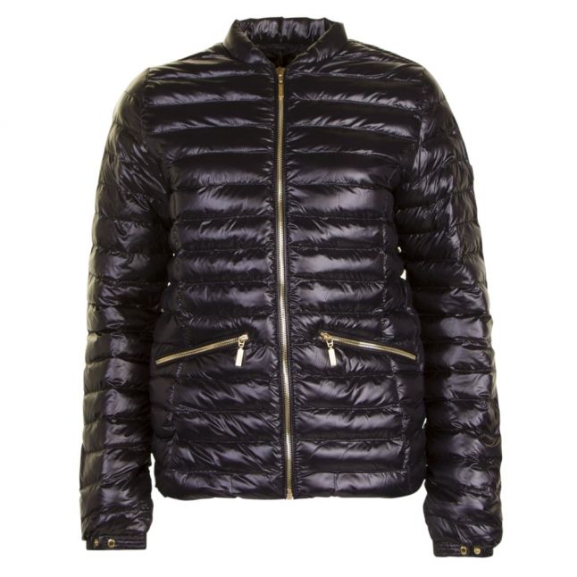 Womens Black Lapper Quilted Jacket