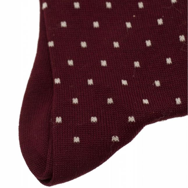 Mens Burgundy Pin Dot Socks