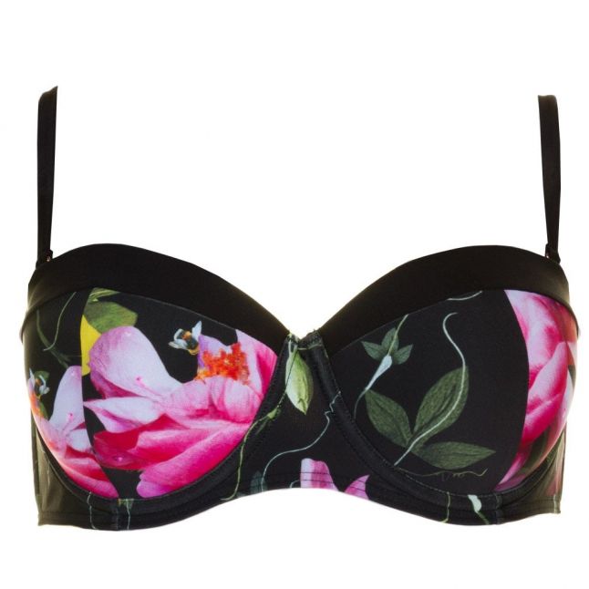 Womens Black Camilay Citrus Bloom Bikini Top