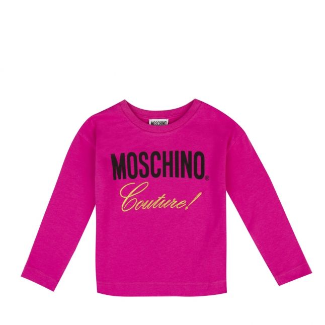 Girls Fuchsia Couture Logo L/s T Shirt