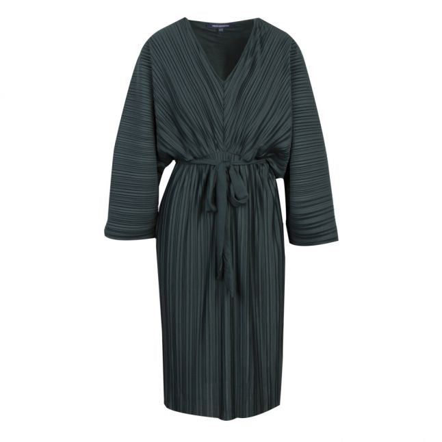 Womens Dark Green Regi Pleated Kimono Sleeve Dress