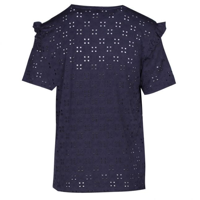 Womens Navy Vimsa Broderie Anglaise S/s T Shirt