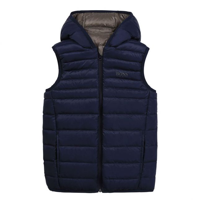 Boys Khaki/Navy Quilted Reversible Gilet