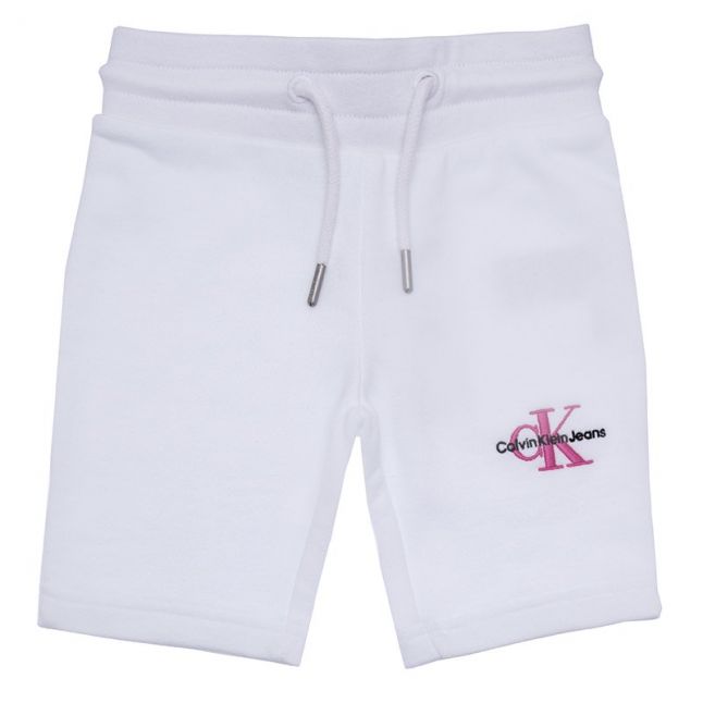 Girls Bright White Monogram Cycle Sweat Shorts