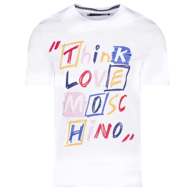 Mens Optical White Think Love Slim Fit S/s T Shirt