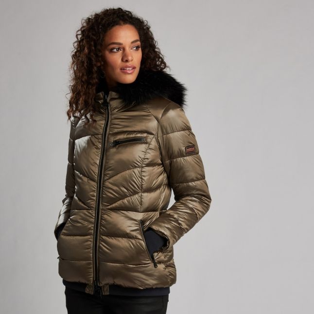 Womens Bronze Premium Strike Hooded Quilted Jacket