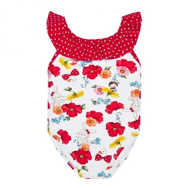 Infant Red Poppy Frill Swimsuit