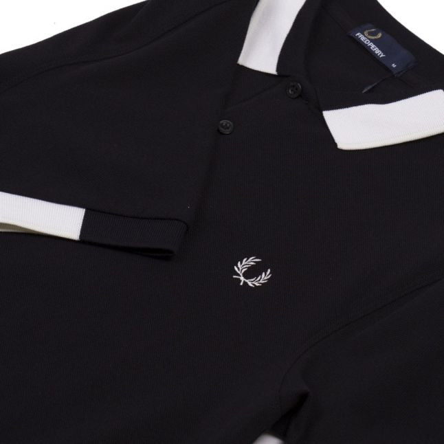 Mens Black Block Tipped S/s Polo Shirt