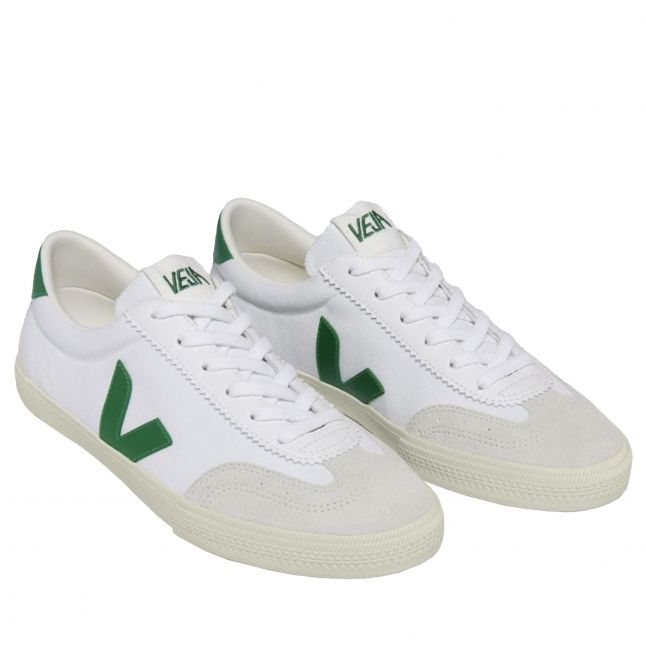 Mens White/Emeraude Volley Canvas Trainers