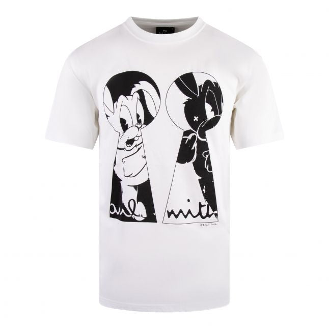 Mens White Keyhole Bunnies Reg Fit S/s T Shirt