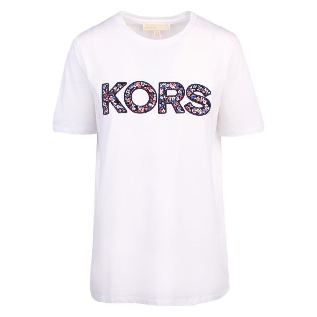 Womens White Kors Floral Logo S/s T Shirt