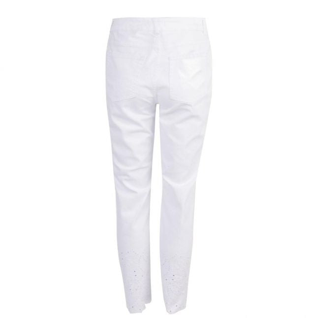 Womens White Marriaa Embroidered Hem Skinny Jeans