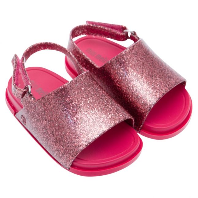 Girls Pink Glitter Beach Slide Sandals (4-9)