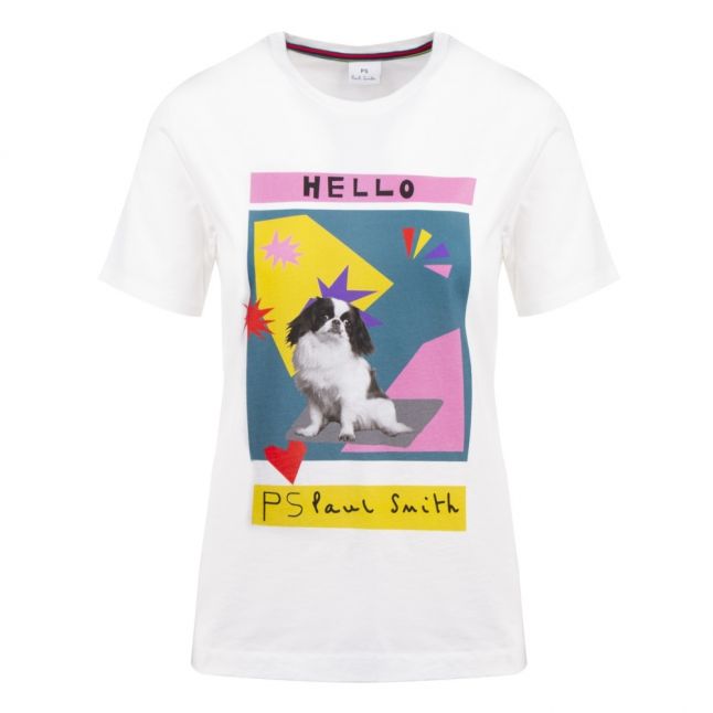 Womens White Hello Graphic S/s T Shirt