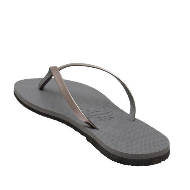 Womens Steel Grey You Metallic Flip Flops