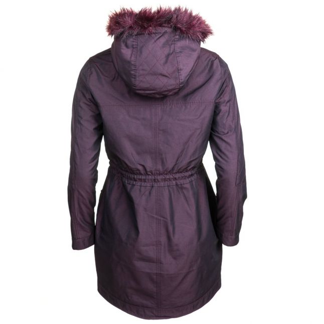 Womens Oxblood Edmona Quilted Panel Parka