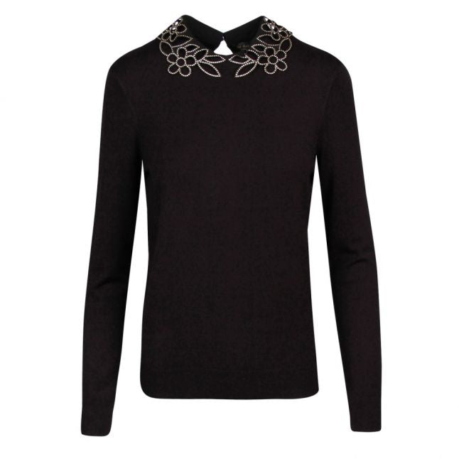 Womens Black Azaleo Embellished Collar Knitted Jumper