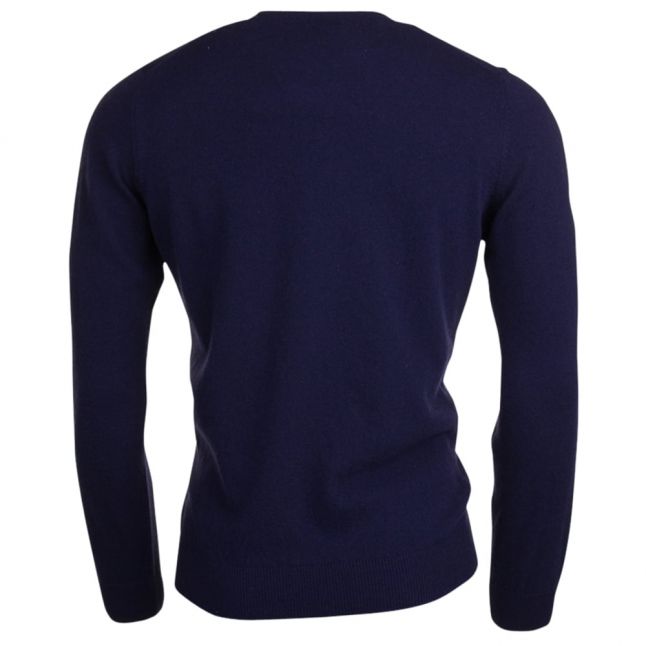 Mens Navy Wool Crew Neck Knitted Jumper