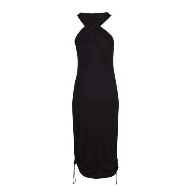 Black Branded Jersey Midi Dress