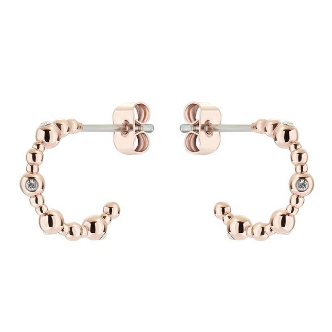 Womens Rose Gold/Crystal Belsini Crystal Bubble Small Hoops