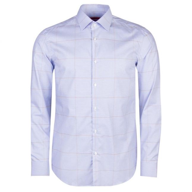 Mens Light Blue Check Kenno Slim Fit L/s Shirt