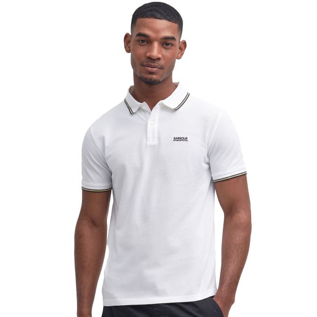 Mens White Tipped S/s Polo Shirt