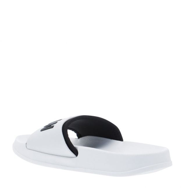 Womens White Logo Pool Slides