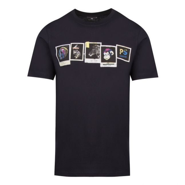 Mens Dark Navy Polaroid Photos Regular Fit S/s T Shirt