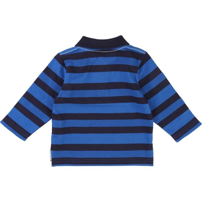 Boys Electric Blue Striped L/s Polo