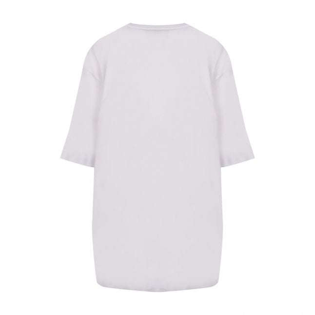 Womens Optical White Raised Logo Oversized S/s T Shirt