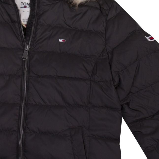 Womens Tommy Black Essential Hooded Down Jacket