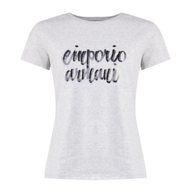 Womens Grey Glitter Logo S/s T Shirt