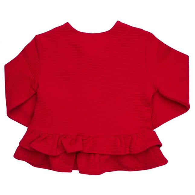 Girls Red Knitted Peplum Cardigan