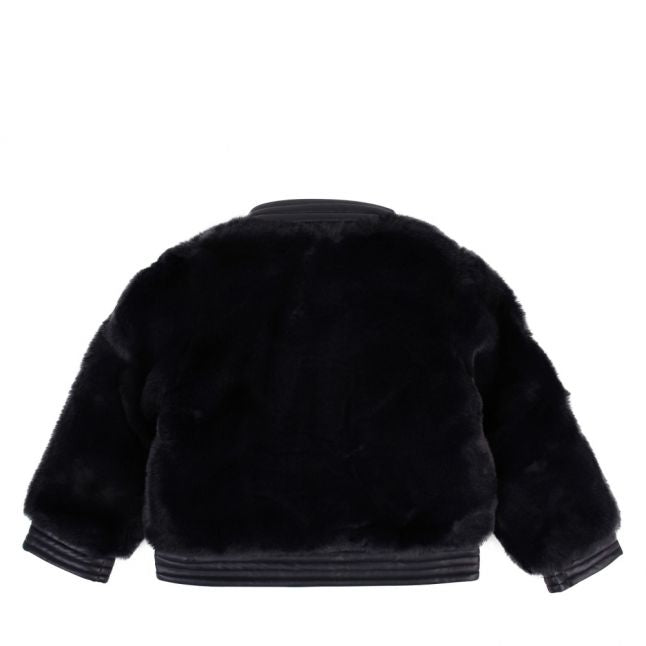 Girls Navy Faux Fur Short Jacket