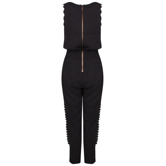 Womens Black Sippy Scallop Detail Jumpsuit