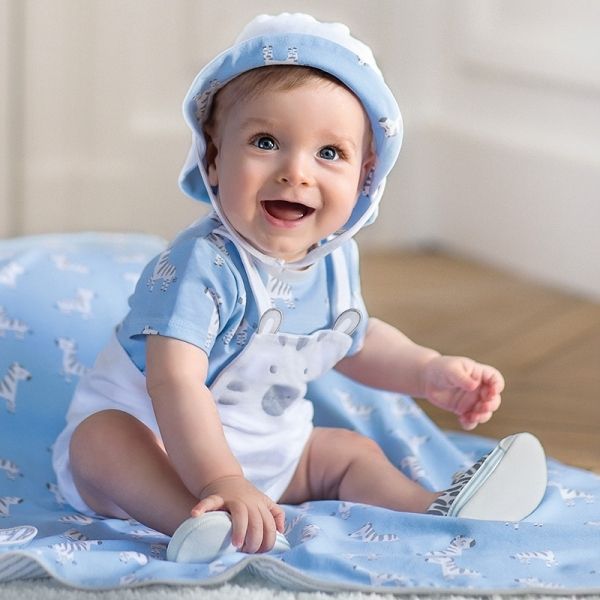 Baby Blue Bay Animal Dungaree & Hat Set