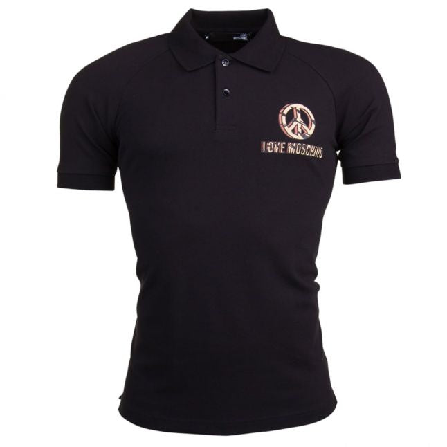 Mens Black Peace S/s Polo Shirt