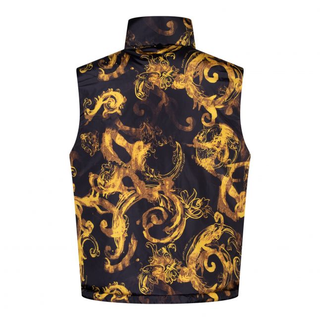 Mens Black/Gold Watercolour Baroque Reversible Gilet