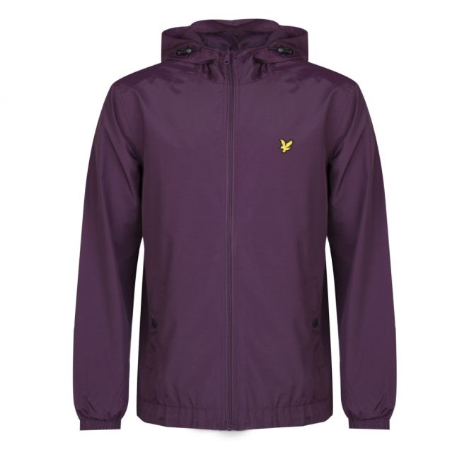 Mens Deep Plum Zip-Through Hooded Jacket