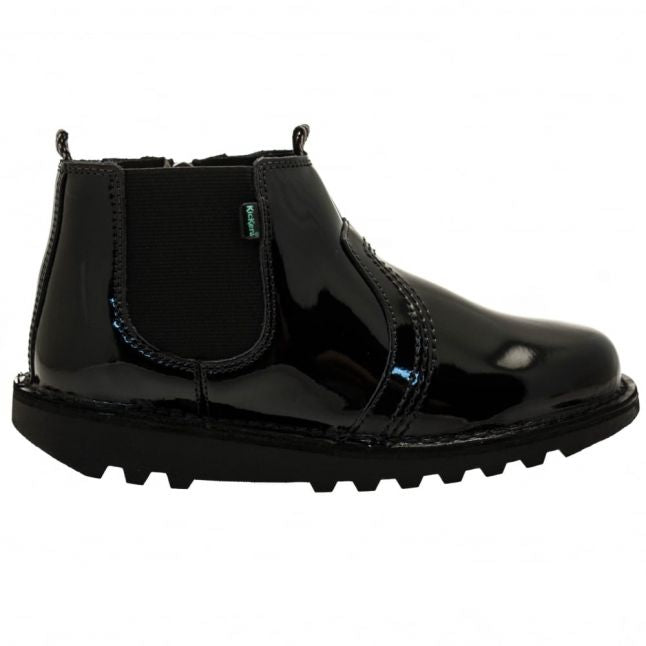 Youth Black Patent Leather Kick Chels (3-6)